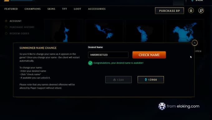 Changing name in LoL